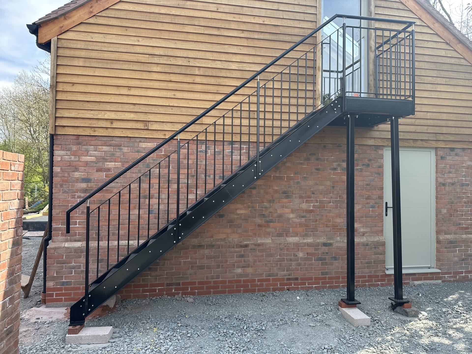 Galvanised, powdercoated outdoor staircase